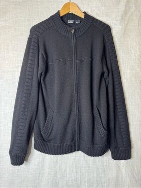 Oakley Men's Black Zip-Up Knit Sweater Jacket